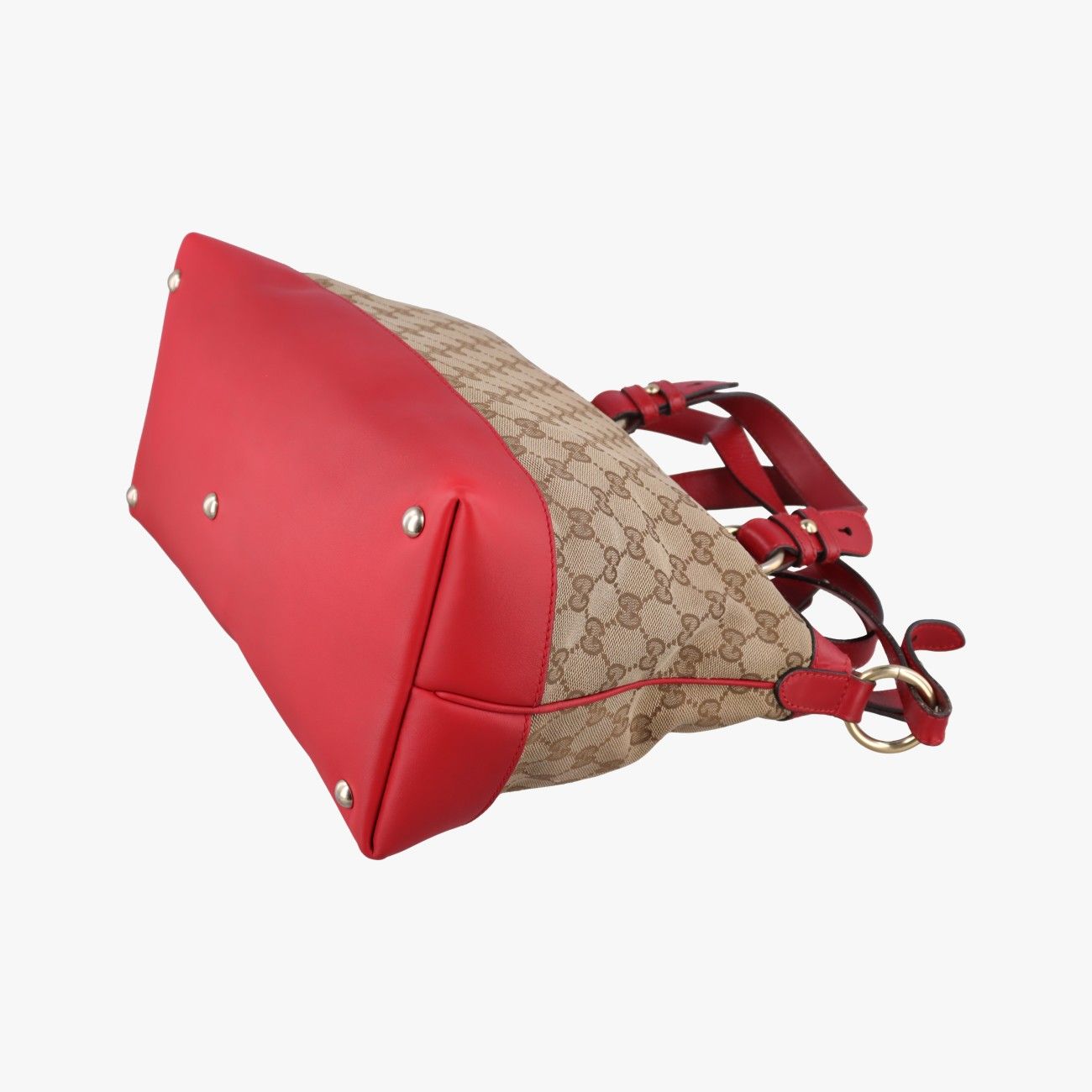 Gucci Valentine Heart Charm Beige Red Canvas Leather Keychain — view 6