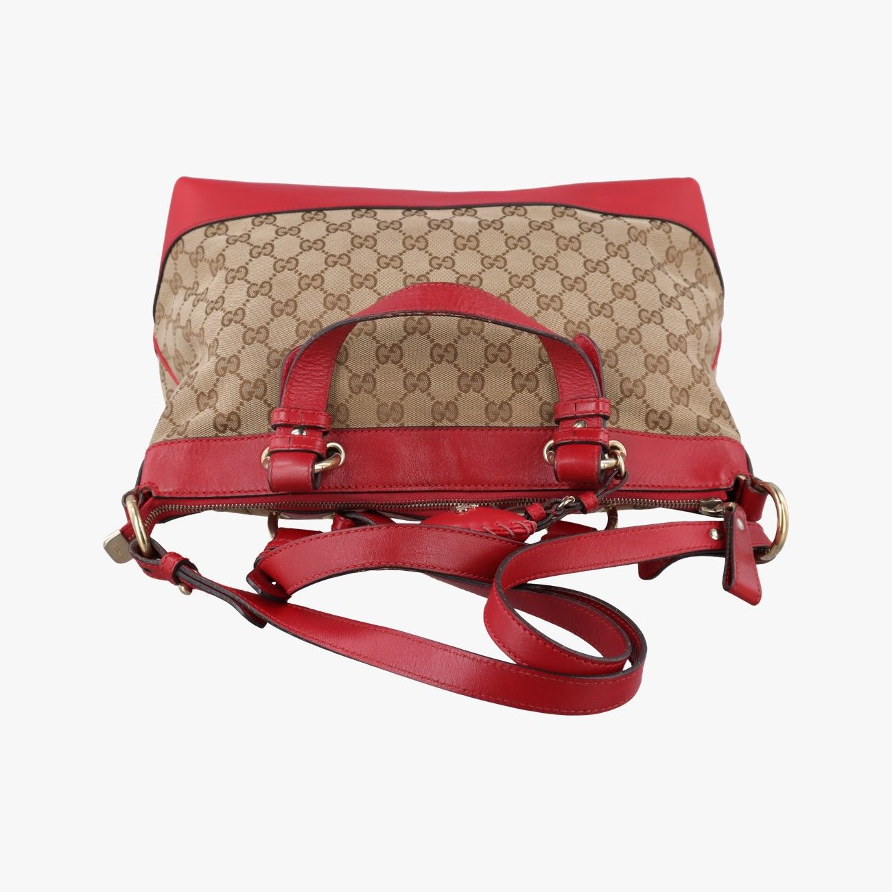 Gucci Valentine Heart Charm Beige Red Canvas Leather Keychain — view 8