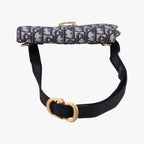 Dior Saddle Bag Gray Navy Jacquard Leather — view 8