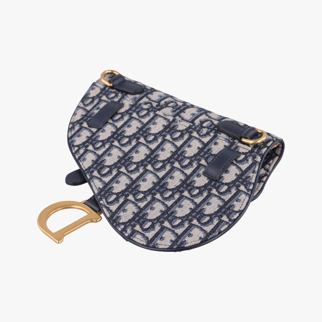 Dior Saddle Bag Gray Navy Jacquard Leather — view 6