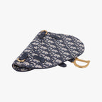 Dior Saddle Bag Gray Navy Jacquard Leather — view 7