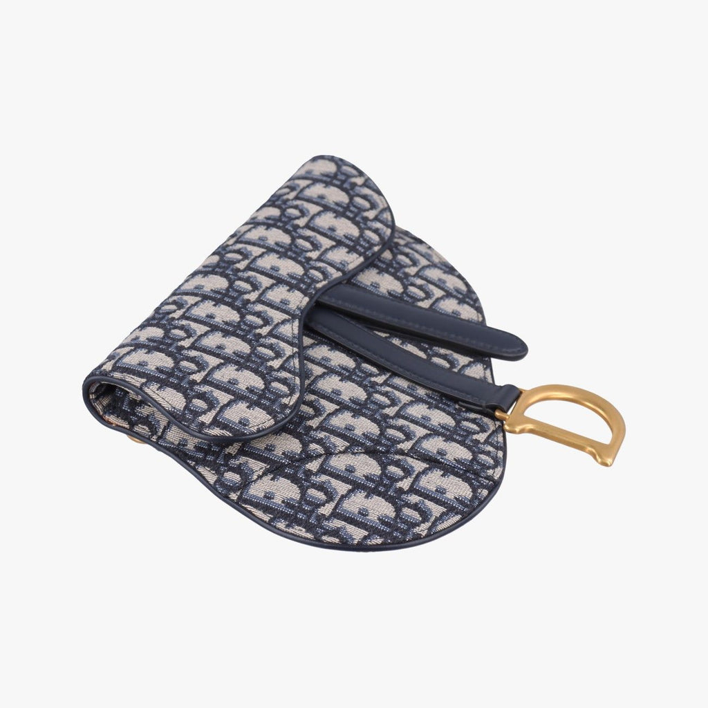 Dior Saddle Bag Gray Navy Jacquard Leather — view 5
