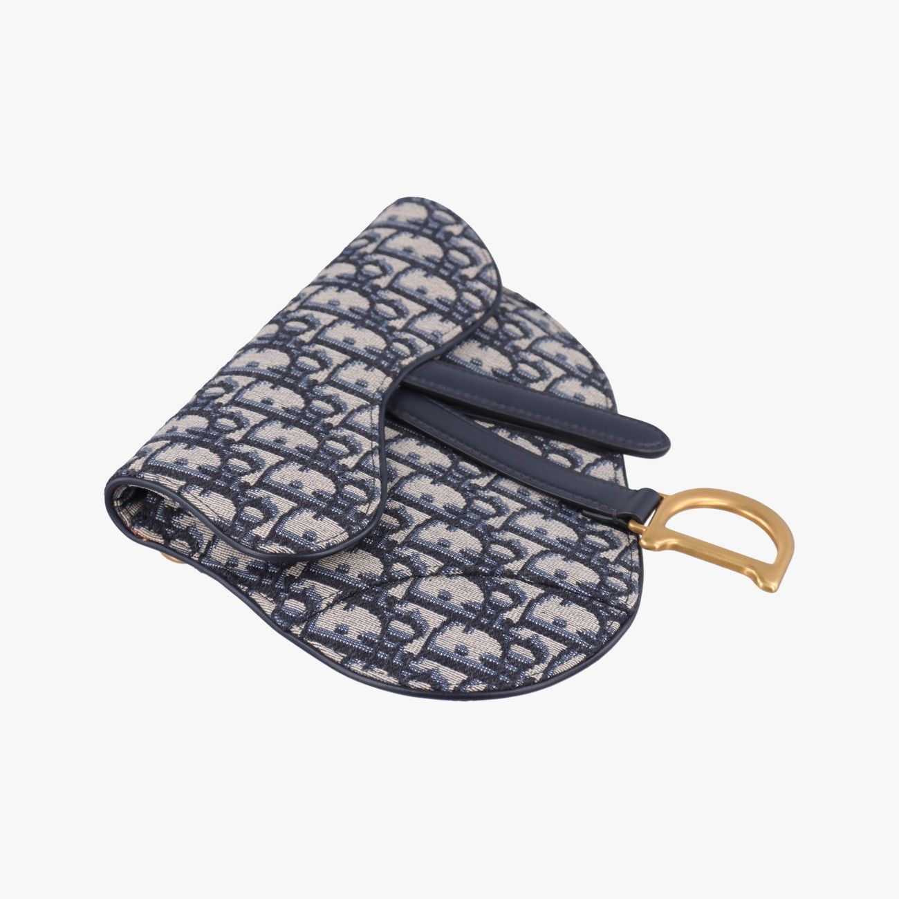 Dior Saddle Bag Gray Navy Jacquard Leather — view 5