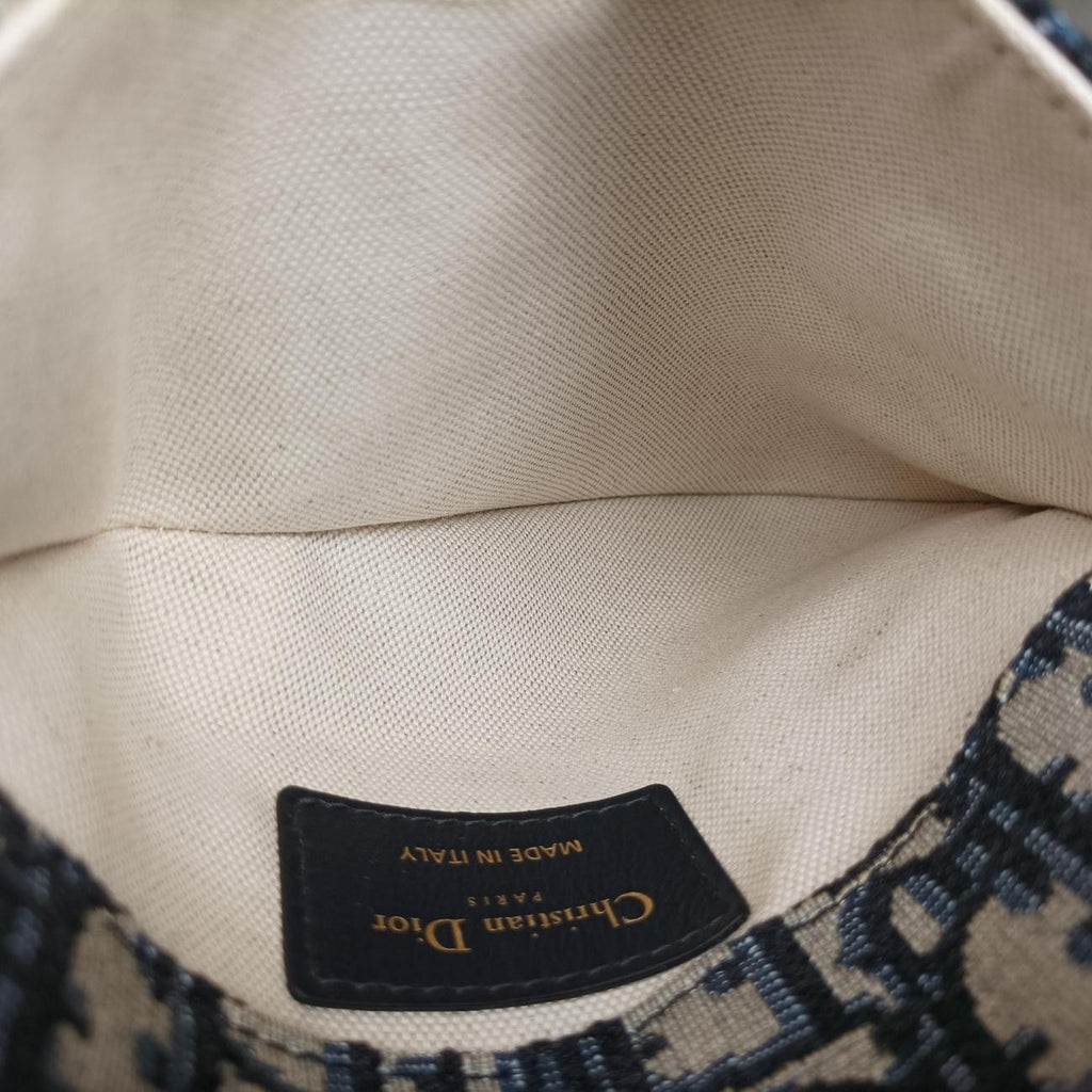 Dior Saddle Bag Gray Navy Jacquard Leather — view 9