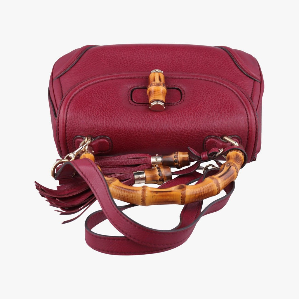 Gucci New Bamboo Wine Red Leather Shoulder — view 8