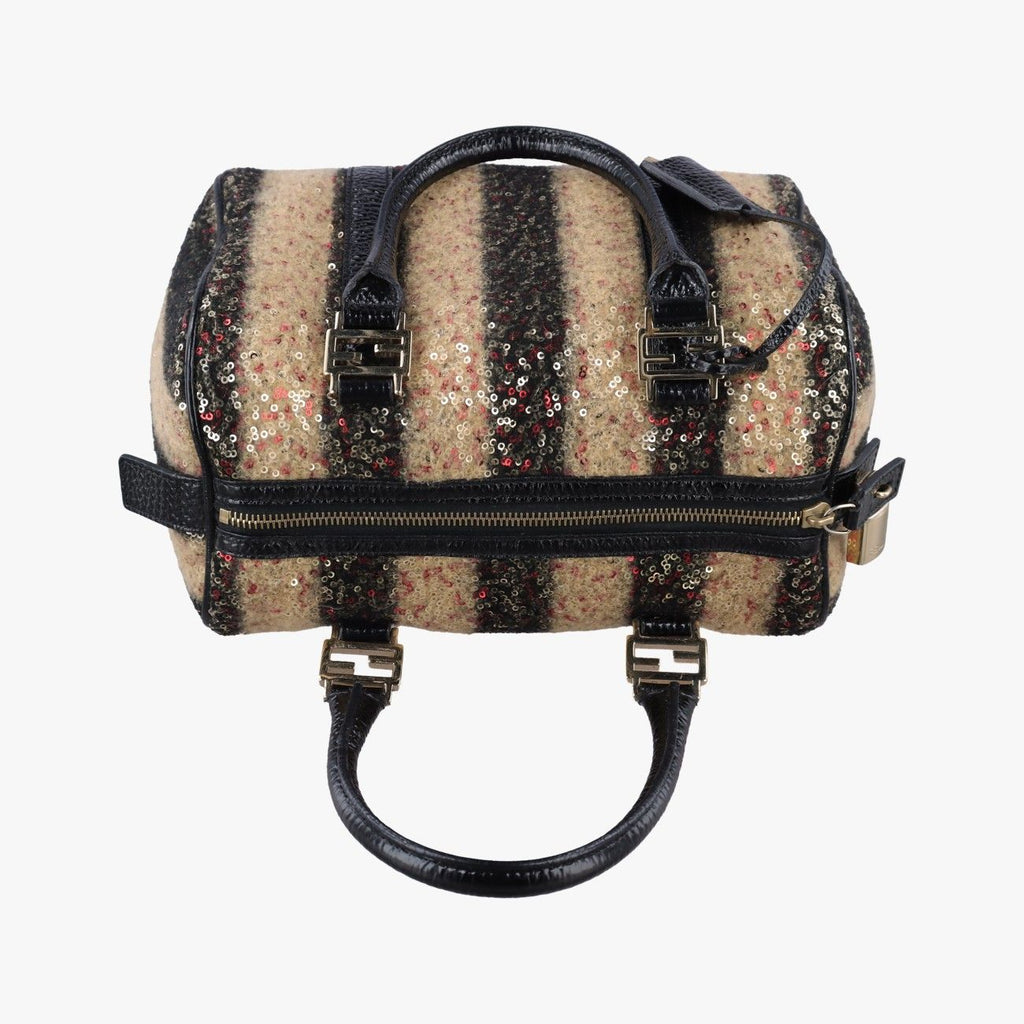 Fendi Forever Bowlet Multicolor Sequin Embroidery Wool Fabric Patent Zge Handbag — view 8