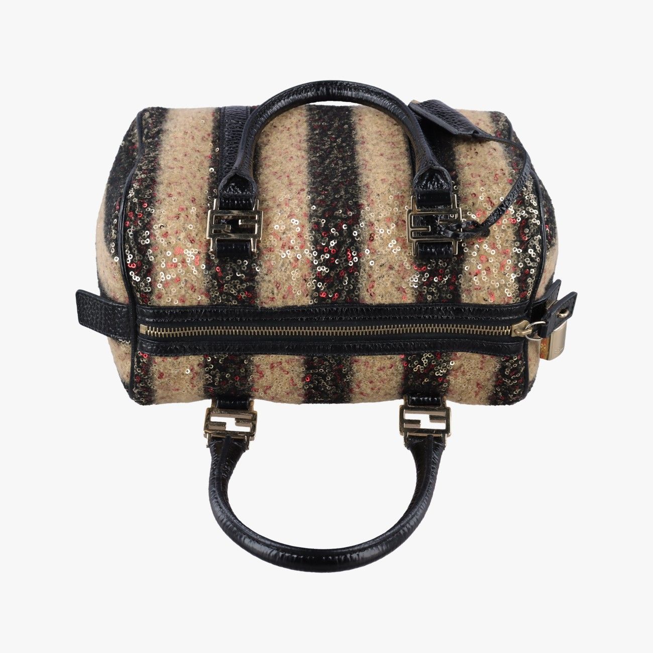 Fendi Forever Bowlet Multicolor Sequin Embroidery Wool Fabric Patent Zge Handbag — view 8