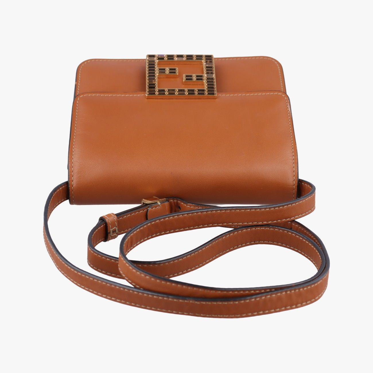 Fendi Fab Brown Leather Aaiw Shoulder — view 8