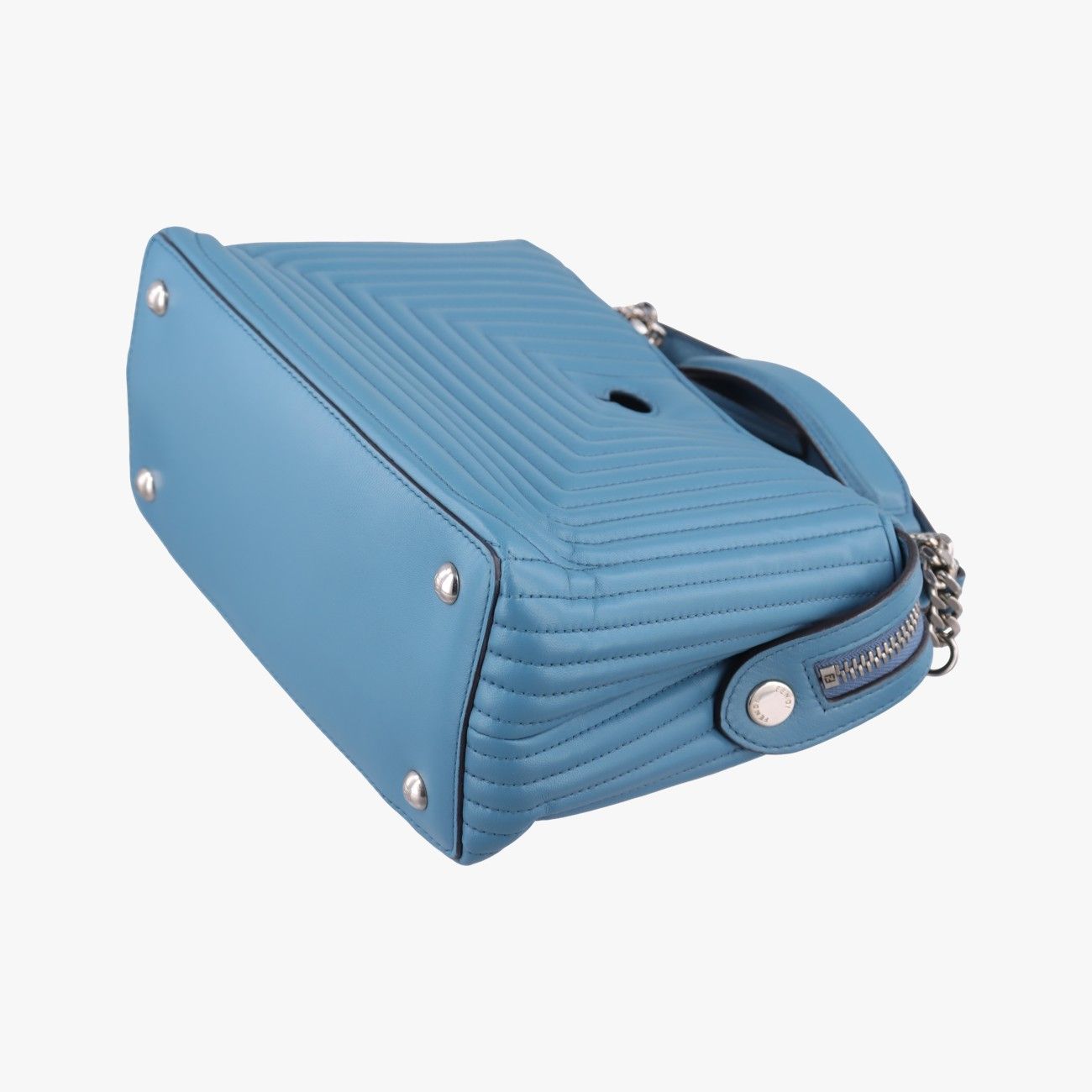 Fendi Com Click Small Blue Leather Shoulder — view 4