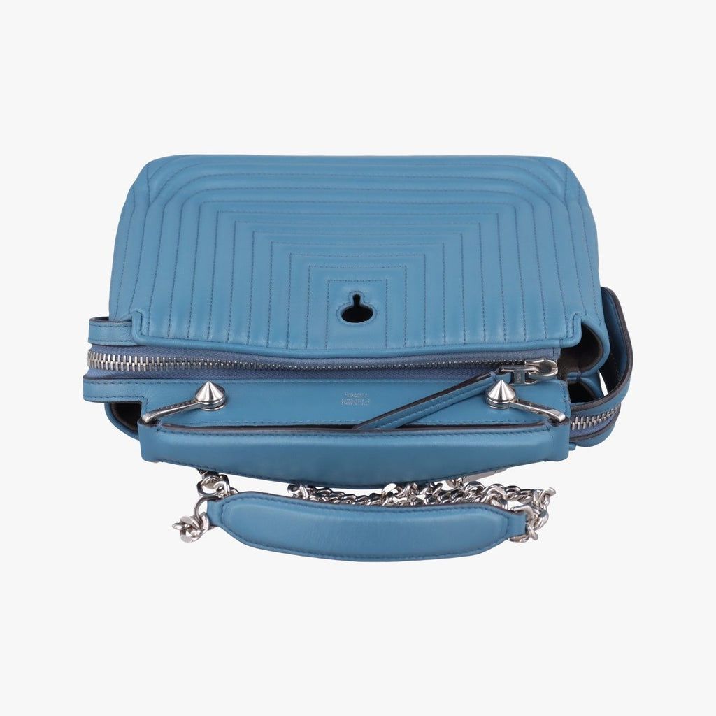 Fendi Com Click Small Blue Leather Shoulder — view 8