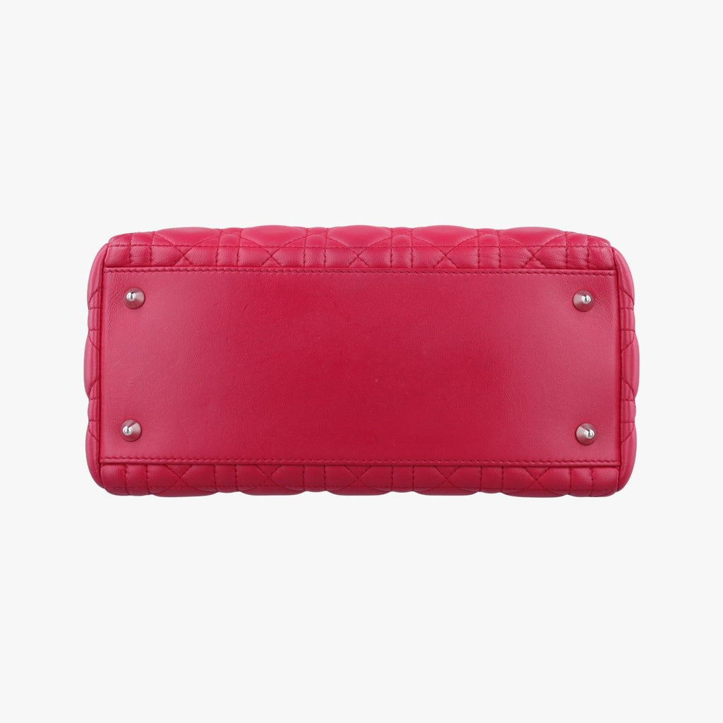 Dior Lady Rose Red Lambskin Handbag — view 3