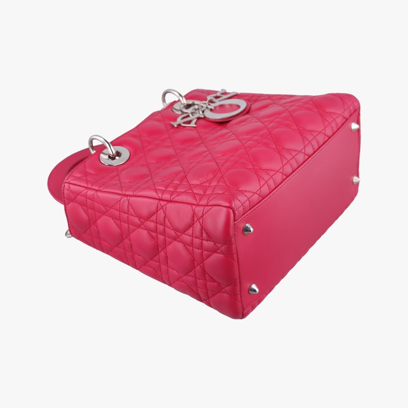 Dior Lady Rose Red Lambskin Handbag — view 5
