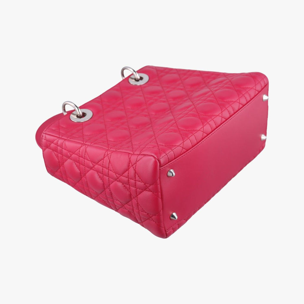 Dior Lady Rose Red Lambskin Handbag — view 7