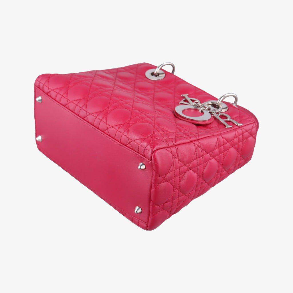 Dior Lady Rose Red Lambskin Handbag — view 4