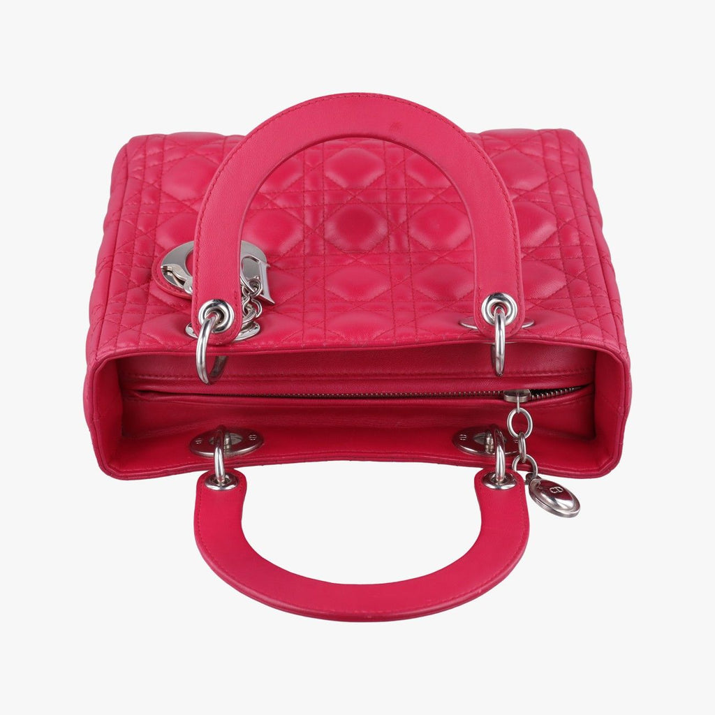 Dior Lady Rose Red Lambskin Handbag — view 8