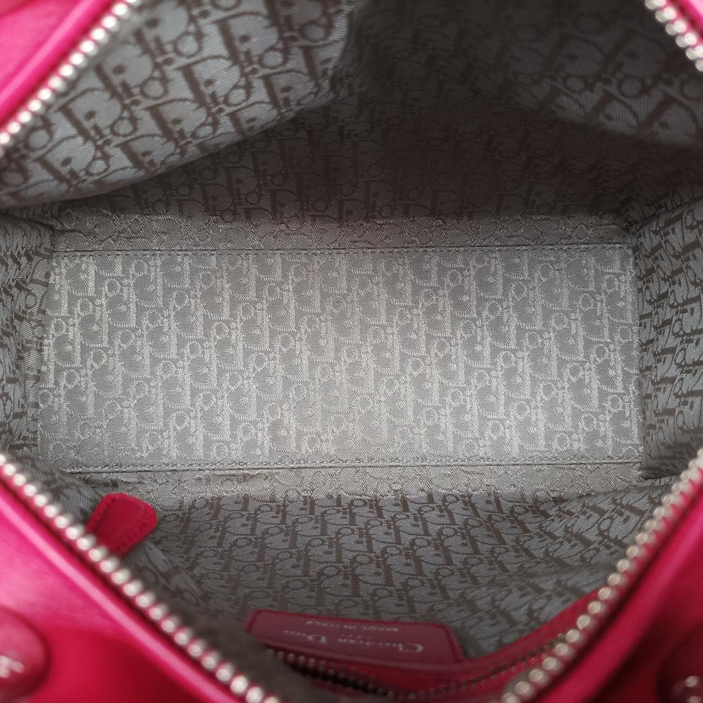 Dior Lady Rose Red Lambskin Handbag — view 9