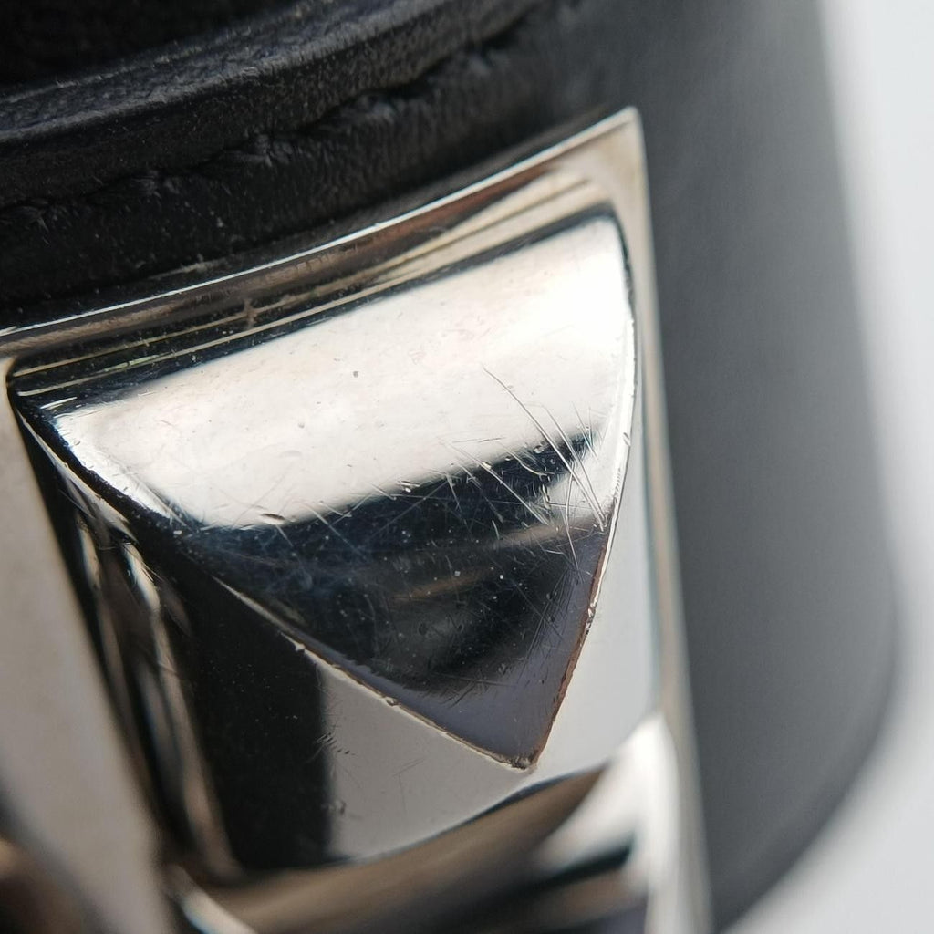 Hermes Collier de Chien Black Silver Leather S SI Bracelet — view 9
