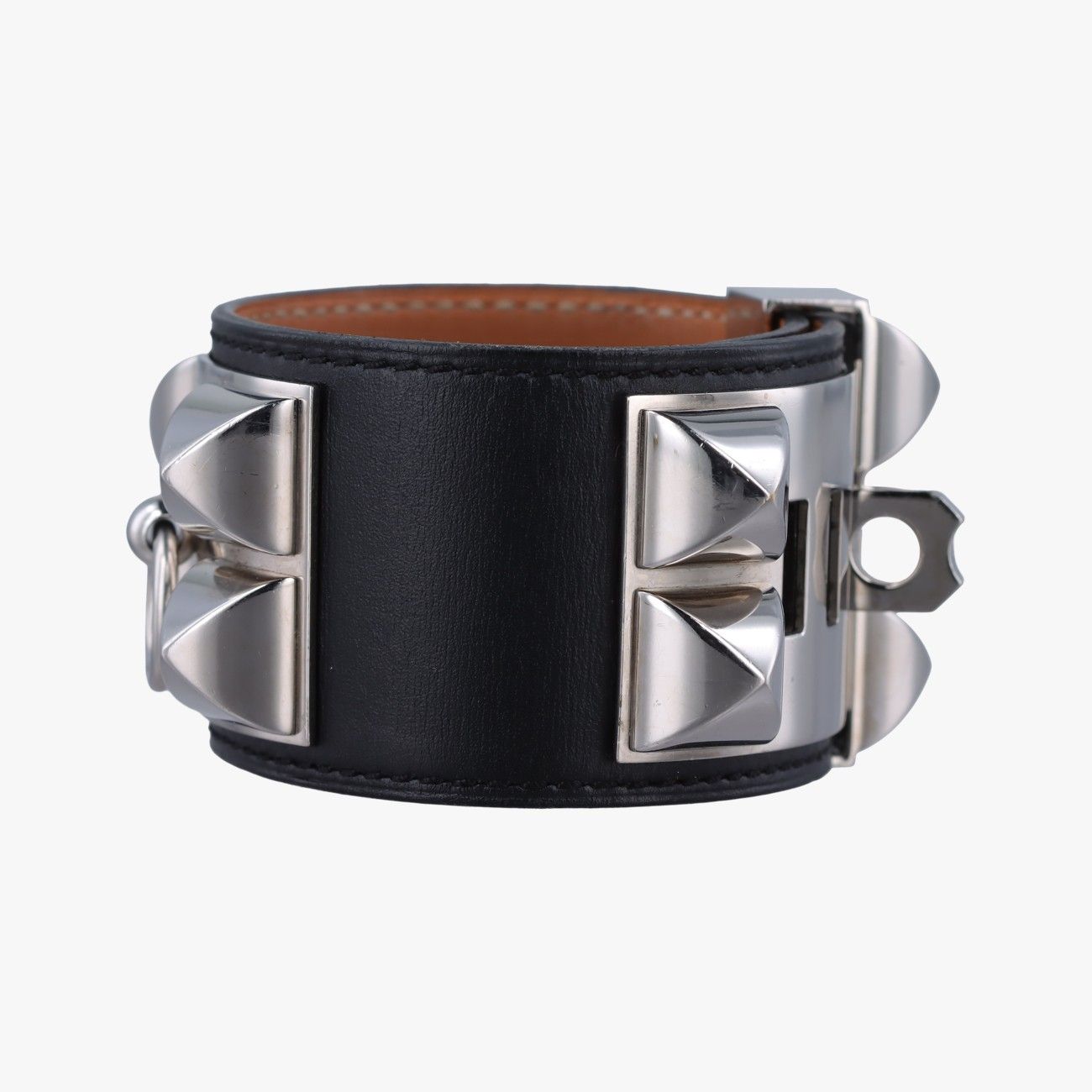 Hermes Collier de Chien Black Silver Leather S SI Bracelet — view 3