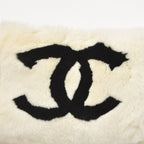 Chanel Big CC Logo Rabbit Neck Warmer Scarf White Black — view 3