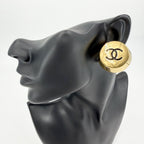 Chanel Earrings CC Logo Round Vintage 2 6 Gold — view 2