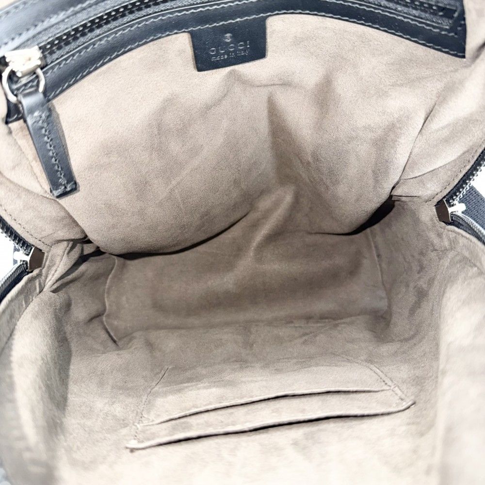 Gucci Backpack Small GG Supreme Canvas Leather Beige Black Silver — view 4
