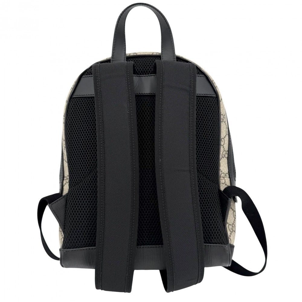 Gucci Backpack Small GG Supreme Canvas Leather Beige Black Silver — view 2