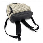 Gucci Backpack Small GG Supreme Canvas Leather Beige Black Silver — view 3