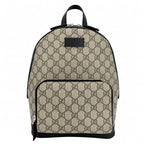 Gucci Backpack Small GG Supreme Canvas Leather Beige Black Silver