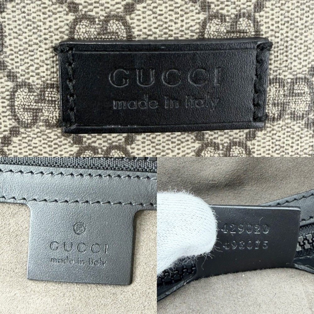Gucci Backpack Small GG Supreme Canvas Leather Beige Black Silver — view 5