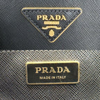 Prada 2-Way Galleria Large Shoulder Bag Leather Black Gold — view 5