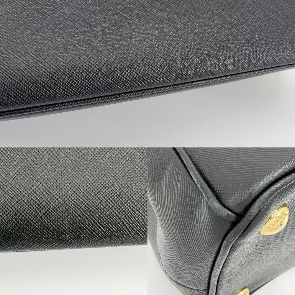 Prada 2-Way Galleria Large Shoulder Bag Leather Black Gold — view 6