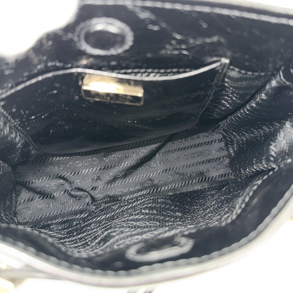 Prada Shoulder Bag Boni Crossbody Triangle Logo Pochette Leather Black Gold — view 4