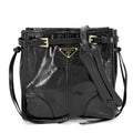 Prada Shoulder Bag Boni Crossbody Triangle Logo Pochette Leather Black Gold