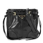 Prada Shoulder Bag Boni Crossbody Triangle Logo Pochette Leather Black Gold