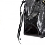 Prada Shoulder Bag Boni Crossbody Triangle Logo Pochette Leather Black Gold — view 6