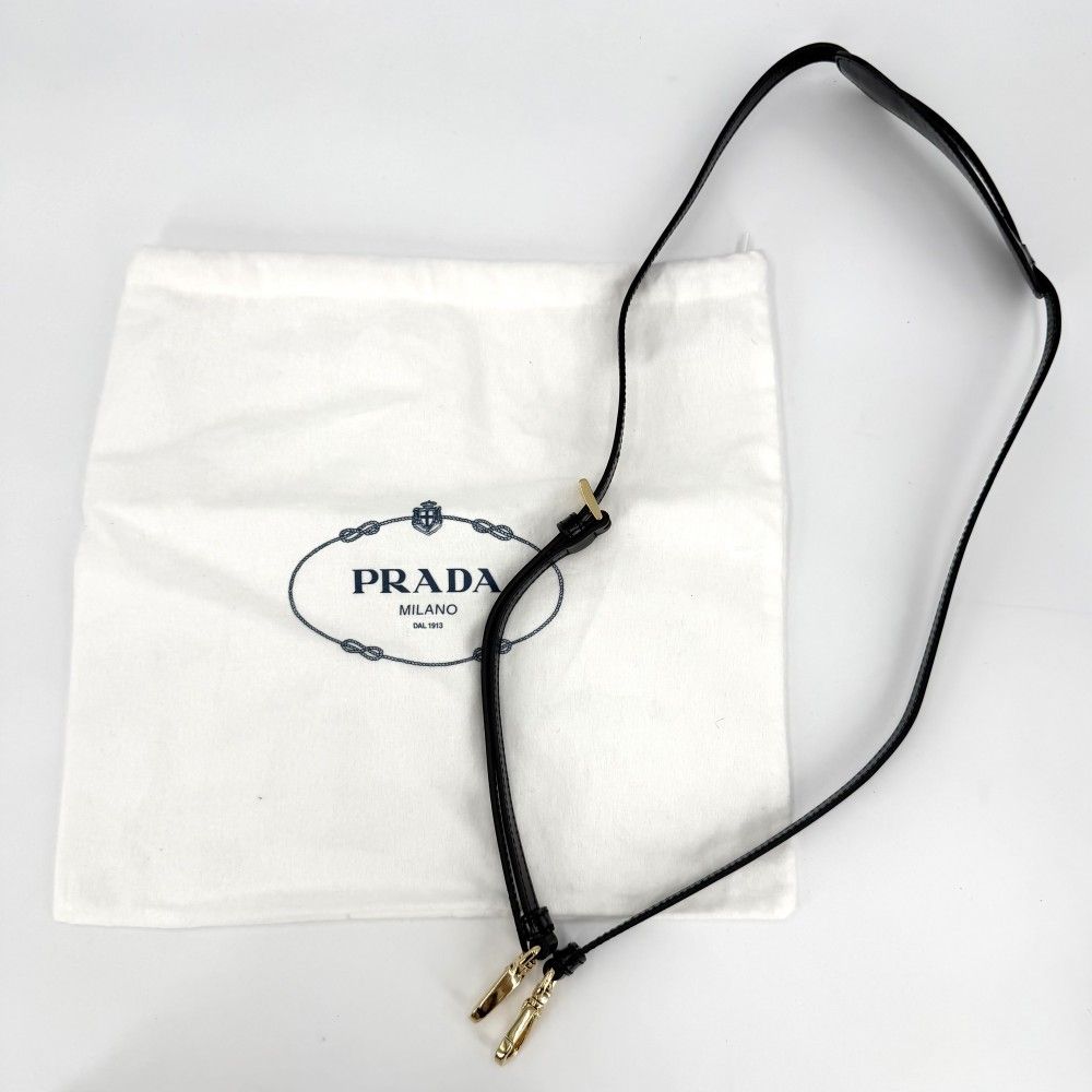 Prada Shoulder Bag Boni Crossbody Triangle Logo Pochette Leather Black Gold — view 8