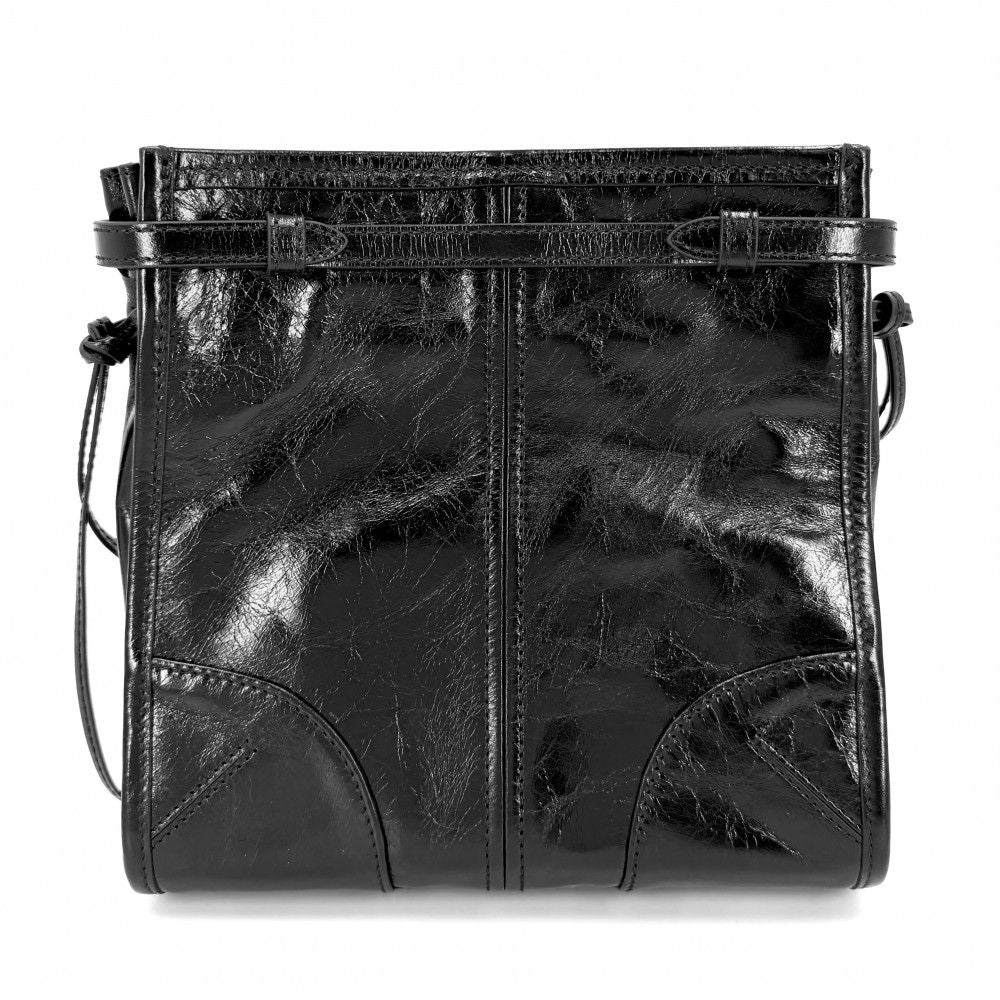 Prada Shoulder Bag Boni Crossbody Triangle Logo Pochette Leather Black Gold — view 2