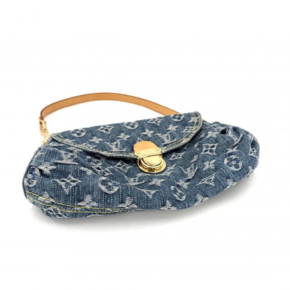 Louis Vuitton Mini Pleaty Mini Bag Monogram Denim Blue Gold — view 3