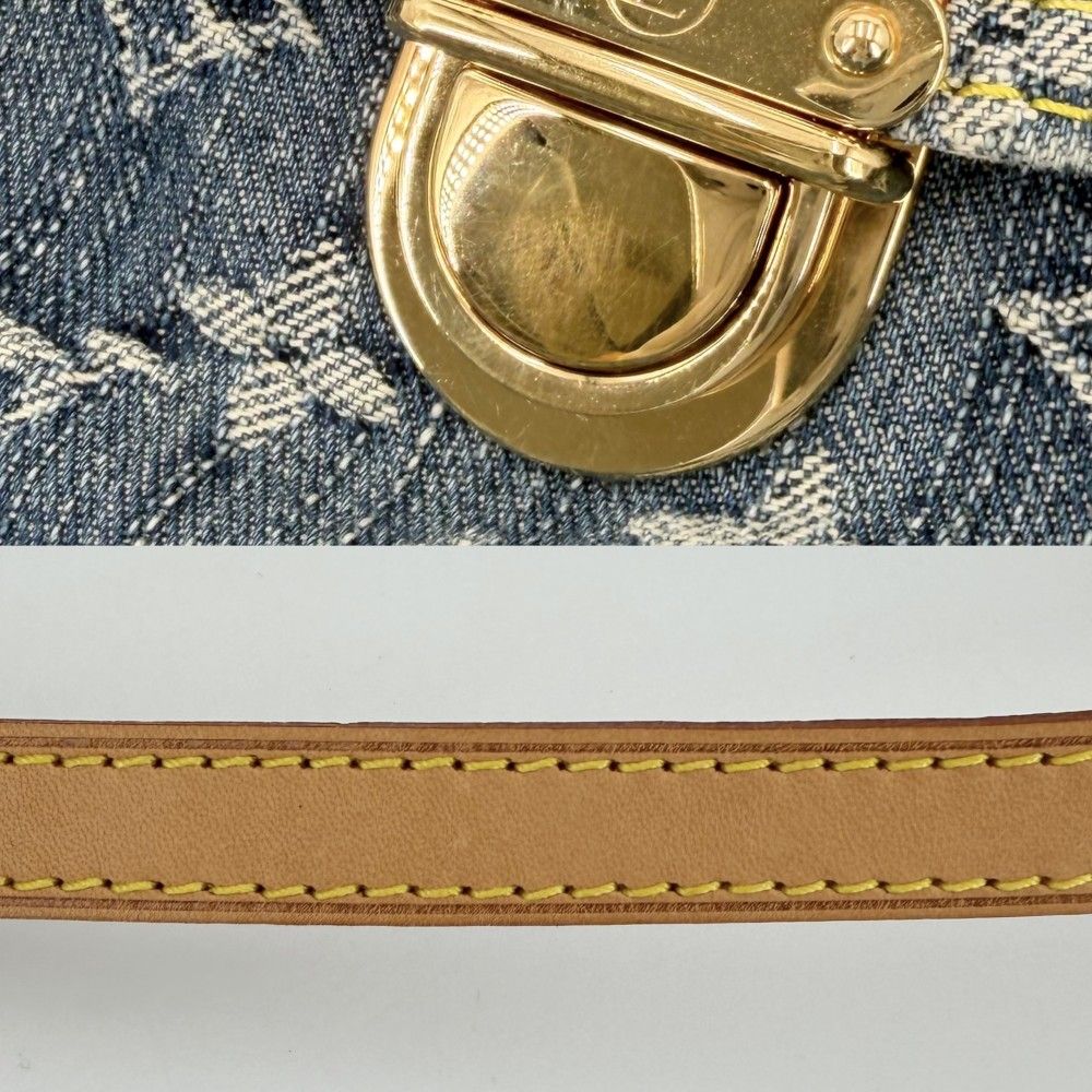 Louis Vuitton Mini Pleaty Mini Bag Monogram Denim Blue Gold — view 6