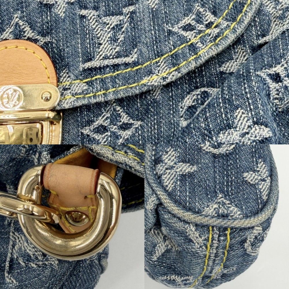 Louis Vuitton Mini Pleaty Mini Bag Monogram Denim Blue Gold — view 7