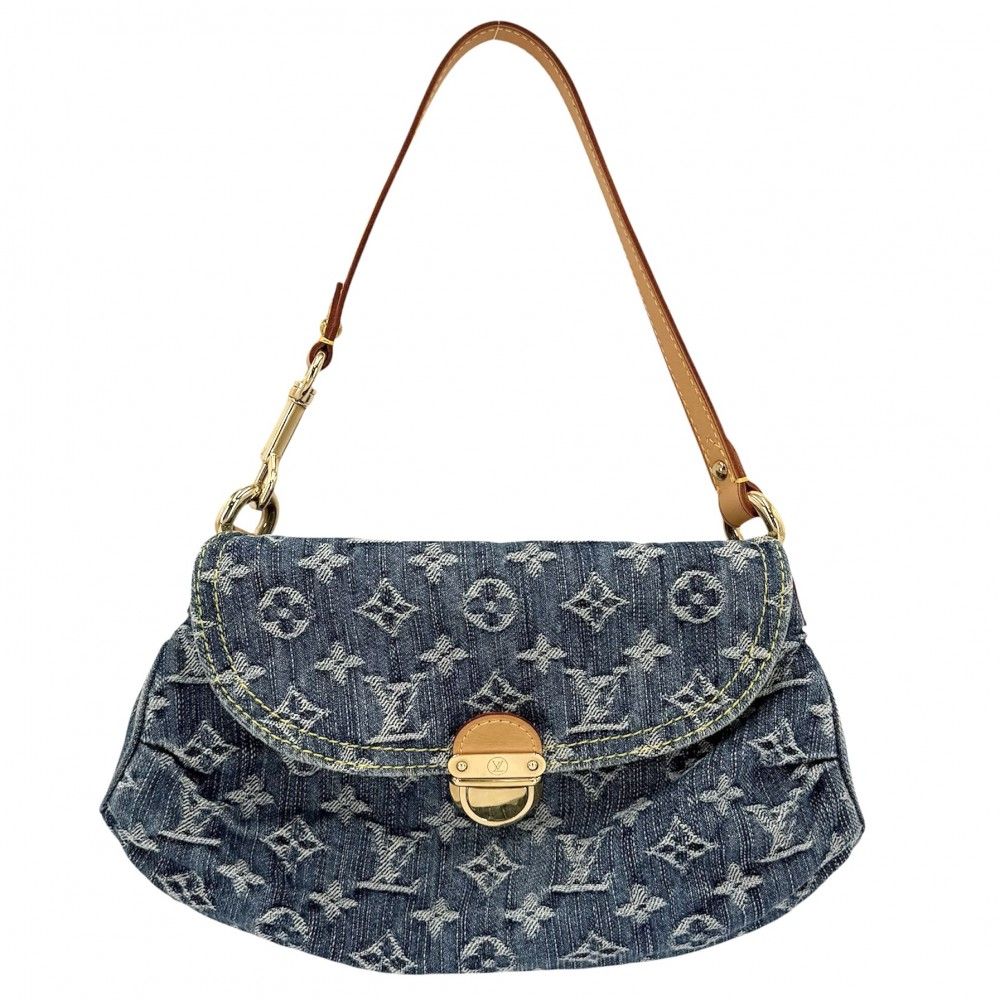 Louis Vuitton Mini Pleaty Mini Bag Monogram Denim Blue Gold