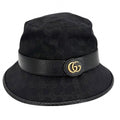 Gucci Hat GG Canvas Bucket Hat Double L Polyester Black Gold