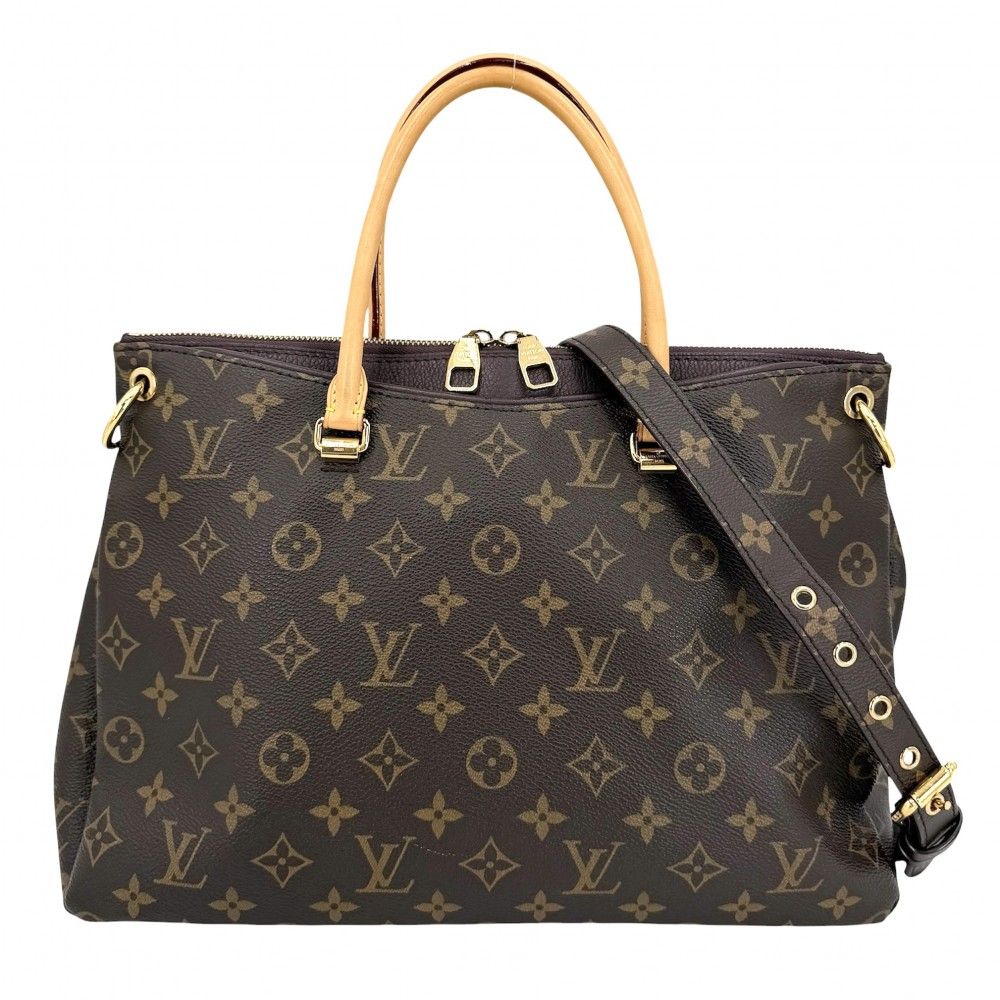 Louis Vuitton 2-Way Pallas Shoulder Bag Monogram Canvas Brown Purple Gold
