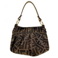 Fendi Zucca Mini Bag Canvas Leather Brown Gold