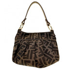 Fendi Zucca Mini Bag Canvas Leather Brown Gold