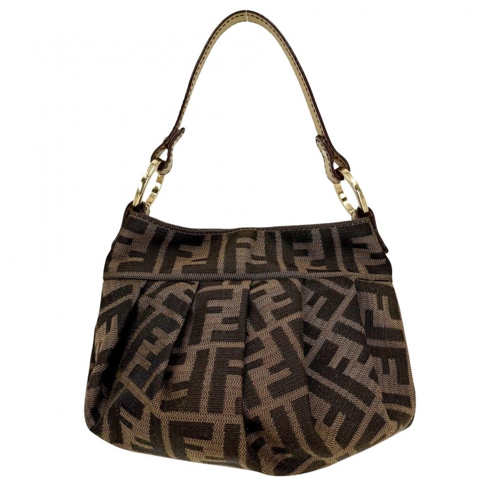 Fendi Zucca Mini Bag Canvas Leather Brown Gold