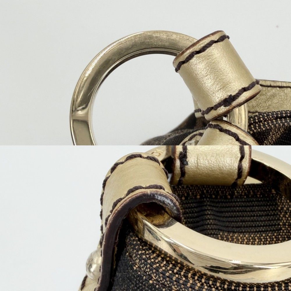 Fendi Zucca Mini Bag Canvas Leather Brown Gold — view 7