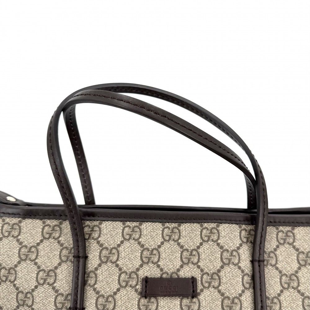 Gucci 2-Way Crossbody Tote Shoulder Bag GG Supreme Canvas Leather Brown Beige — view 7