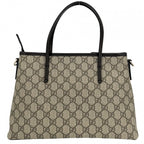 Gucci 2-Way Crossbody Tote Shoulder Bag GG Supreme Canvas Leather Brown Beige — view 2