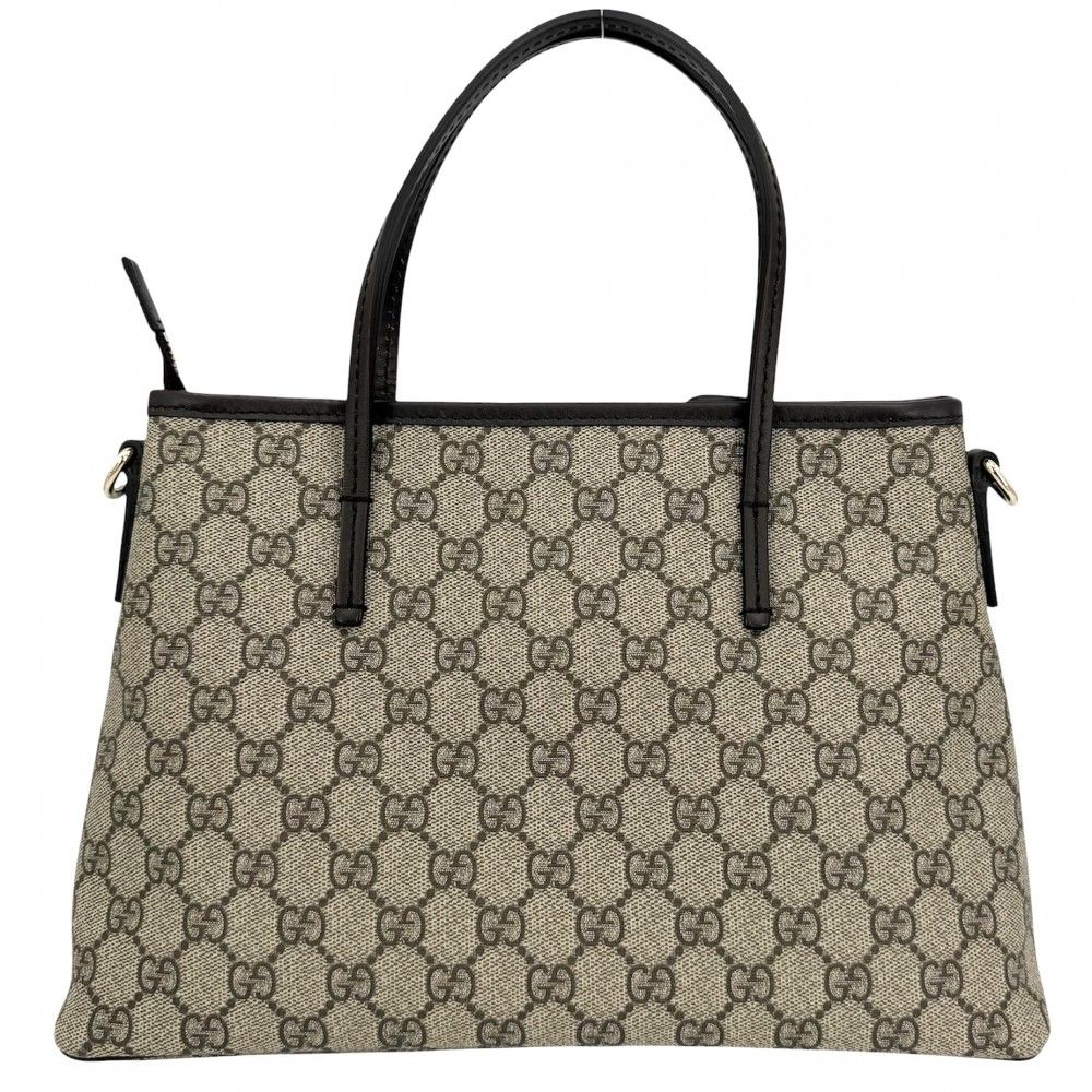 Gucci 2-Way Crossbody Tote Shoulder Bag GG Supreme Canvas Leather Brown Beige — view 2